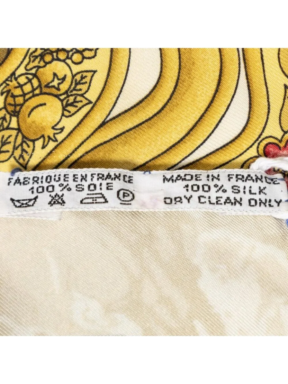 Hermes Scarf Beige Blue Gold Silk
